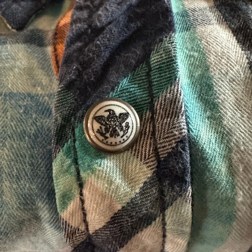 Affliction Men's Blue and Red Plaid Snap Down Shirt - Picture 9 of 9